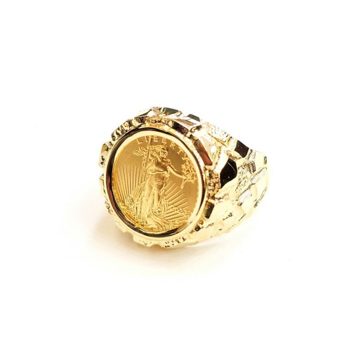 14K Gold nugget coin ring size 10.5 14.4g 5 dollar 1/10 oz 22k American Eagle - Bild 7 von 12