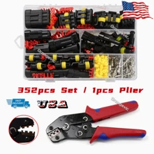 352PCS Car Automotive Plug 1-4 Pin Waterproof Electrical Wire Connector / Pliers