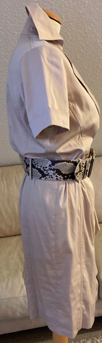 APART Extravagantes Damen Popeline Kleid 38 Beige Kurzarm + Reptilien Gürtel WOW - Bild 3 von 22