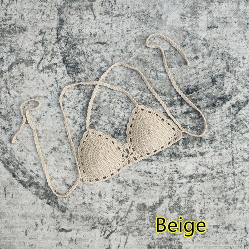 Hanmade Häkel Bikini Neckholder Crop Top Damen Sexy Sommer Beachwear Bikini Oberteil - Bild 5 von 11