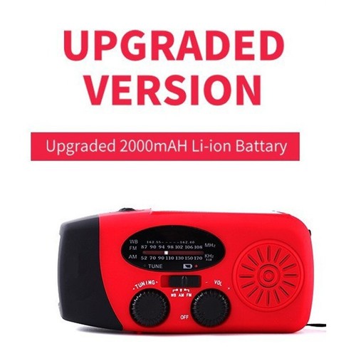 Weather Radio Built-in Flashlight FMAMNOAA Frequencies Hand Crank Power - Zdjęcie 3 z 13