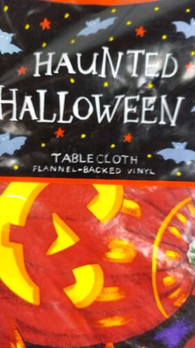 halloween pumpkin Round Flannel Back 60" Fall Holiday Table Cloth New Old Stock - Picture 3 of 11