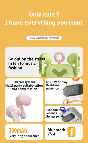 Dmooster D76 Bluetooth Earphones Cartoon Design Earbuds Mini TV Toon Wireless - 第 11/17 張圖片