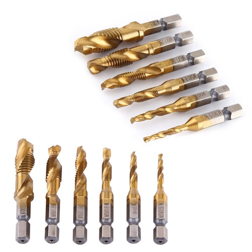 6X M3–M10 HSS-Gewindebohrer mit metrischem Gewinde, 1/4 Zoll Sechskantschaft - Bild 7 von 12