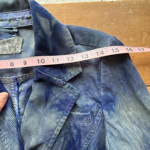 Chaqueta de pana tie dye para mujer talla pequeña mediana azul a medida hippie bohemia años 70 - Imagen 7 de 11