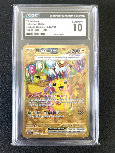 Pikachu ex 247/191 Sv08: Surging Sparks Holo Pokémon CGC 10 Gem Mint