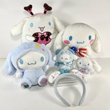 Sanrio Cinnamoroll Kawaii Lot Of 6- Plush, Bag Clips And Handmade Headband