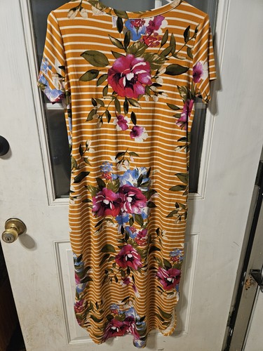 Oddy Gr. Small T-Shirt Kleid Blumen tropisch gestreift Strand Party Kleid Oddi - Bild 5 von 6