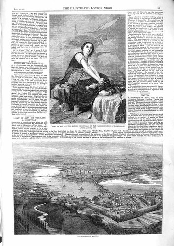 Original Old Antique Print 1859 Portrait Joan Arc Lady View Fortress Mantu 19th
