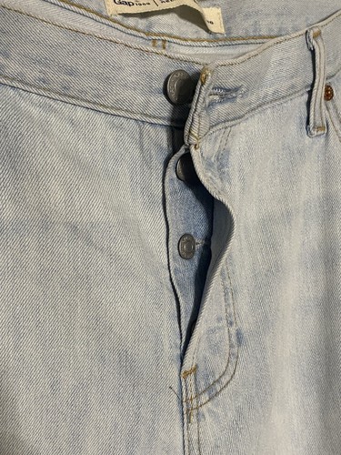 Gap Jeans Womens 33 Blue Relaxed Boyfriend Button Fly No Stretch Distressed NWT - Picture 3 of 7