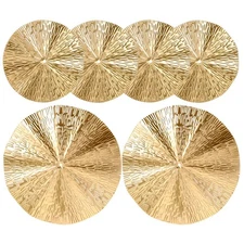6Pcs Gold Metal Wall Decor Set Circular Sunglasses Wall Decoration with Wavy ...