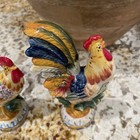 Fitz & Floyd Ricamo Rooster Hen Chicken Hand Painted Salt & Pepper Shaker Set — photo 6