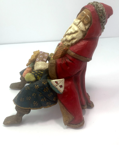Folk Art Santa Figurine Handcrafted Holiday Decor Missing Pieces OOAK READ - Picture 15 of 22