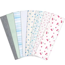 obeoby Floral Headbands for Women, Stripe Cherry Hairbands Non Slip Cotton Sport