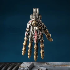 Taoist Mechanical Hand Pendant, Articulated Fingers, Cyber Industrial Jewelry