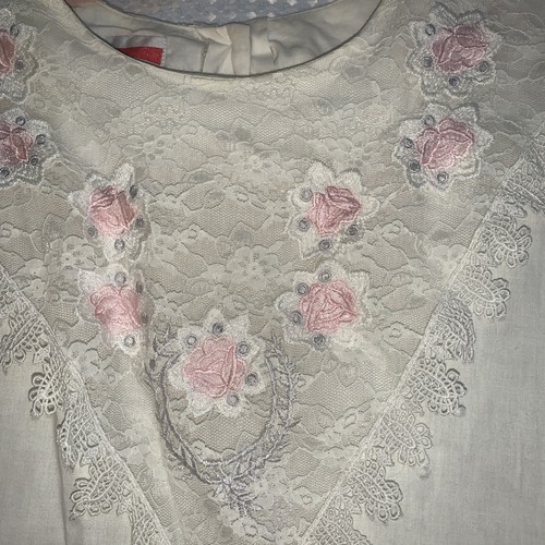 Nilani Damen 9-10 Junior Langarm Bluse Elfenbein Spitze Vintage - Bild 5 von 10