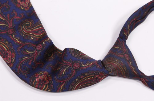 Brooks Brothers Navy Blue Red Paisley Vintage Silk Necktie Tie - Picture 1 of 5