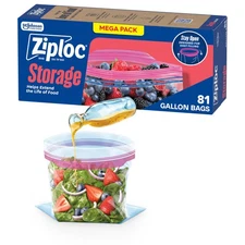 Gallon Food Storage Bags, Stay Open Design with Stand-Up Bottom, Easy to Fill...