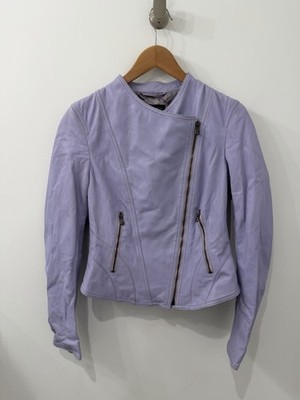 Vintage Bruno Morelli Genuine Leather Made in Italy Lavender Moto Jacket