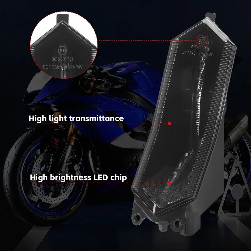 Luz de freno trasera integrada LED DRL intermitente para Yamaha YZF R7 R1 R6 2015-24 Foto 3 de 4