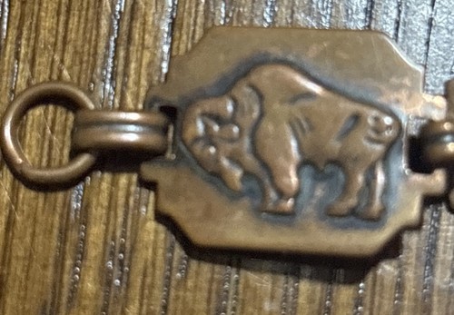 Vintage Indianer Kupfer Gliederarmband ~ Häuptling, Tipi, Büffel, Friedenspfeife ~ 7,5 Zoll - Bild 3 von 6