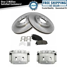Front Brake Calipers Ceramic Pads Rotors Fits INFINITI QX80 Nissan Armada Titan