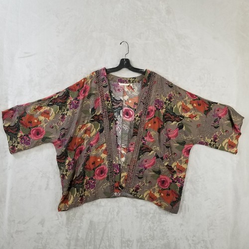 Weiche Umrandung Staubtuch 2X Blumen Kimono vorne offen fließend Überwurf Cardigan - Bild 1 von 7