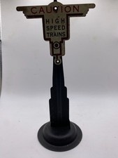 Vintage Marx Tin Railroad Sign Caution High Speed Trains