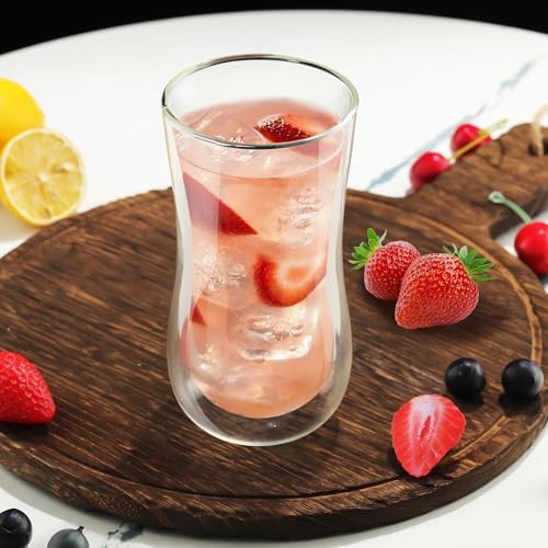 Vaso de vidrio de doble pared para vasos de cerveza, doble capa 400 ml-transparente - Imagen 2 de 8