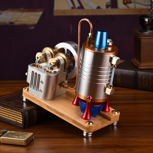 Ancien modèle de machine à vapeur industrielle - cylindre laiton 14 mm, brûleur à combustible solide - Photo 6 sur 25