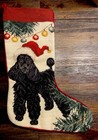 Black Poodle Dog 20” Needlepoint Christmas Stocking NWOT