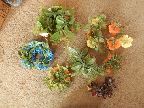 Anillos de velas florales de plástico vintage TODOS DAÑADOS PARA MANUALIDADES - Imagen 14 de 18