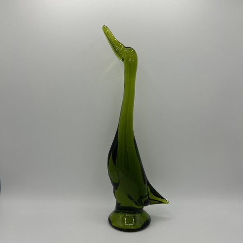 Vintage Viking Glass Avocado Large 14.25 inch Epic Head Up Duck