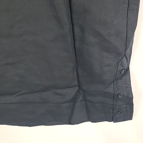NWT Cubavera Men's Classic-Fit Linen Guayabera Short-Sleeved Black Shirt Size S - Picture 9 of 9