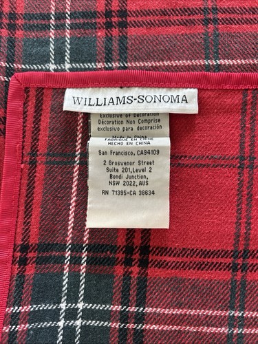 Williams Sonoma Holiday Red Plaid Cotton Linen Table Runner 108"X 16" Christmas - Picture 4 of 6