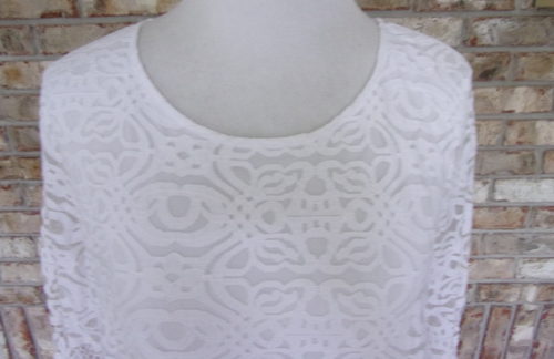 VINTAGE ALFANI SZ L WHITE BEACHY SUMMER/FALL SPECIAL OCCASSION LACY LINED TOP - Picture 2 of 6