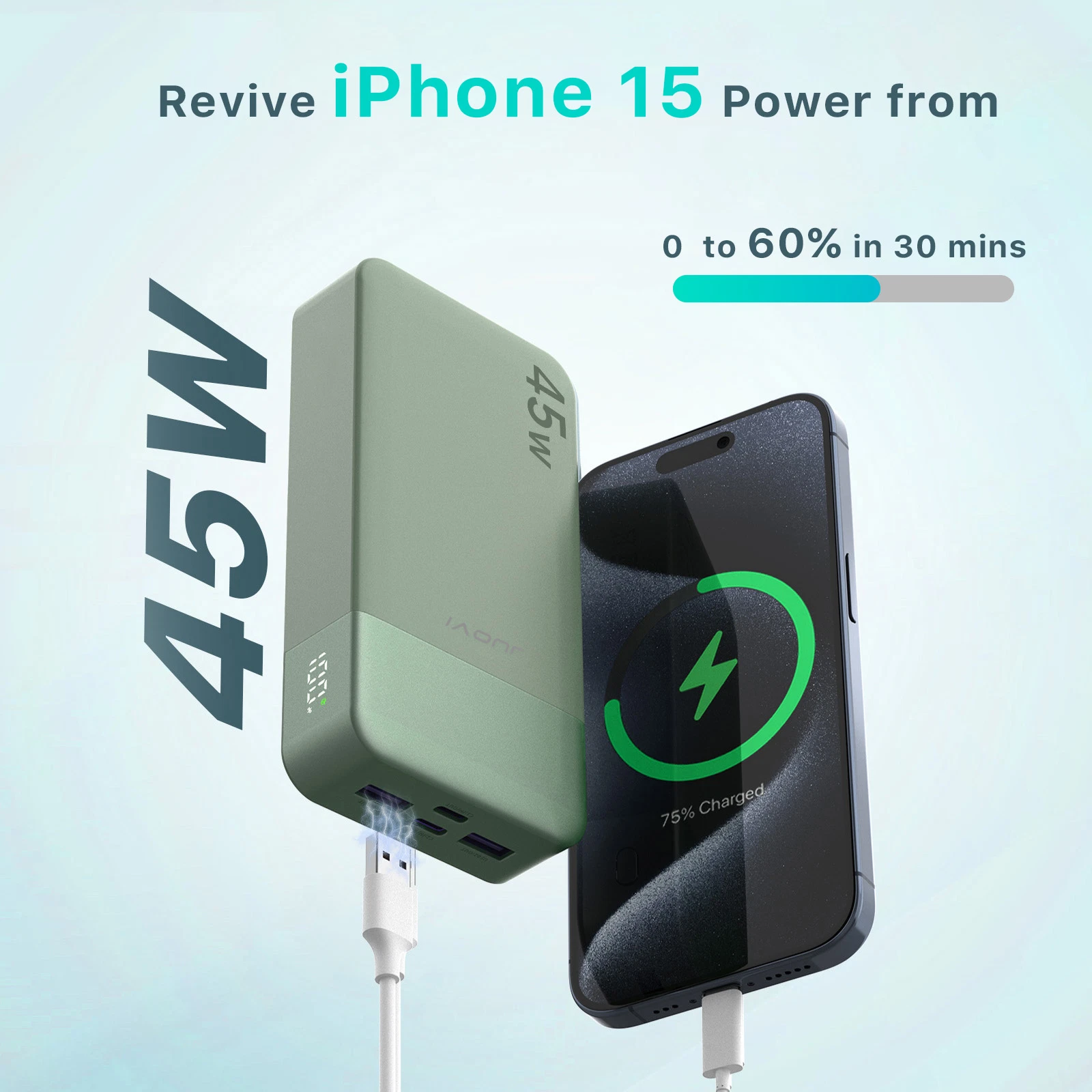 45W PD Portable Power Bank 20000mAh Charging External Battery Charger For Phone - product detail image 3