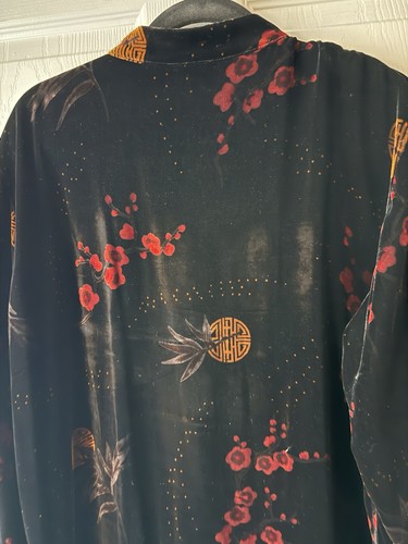 Chicos Black Red Silk Blend Velvet Burnout Dark Floral Artsy Boho Long Event 3 - Picture 6 of 7