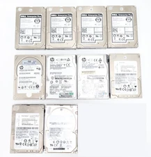 LOT OF 10 MIXED BRANDS SAS SERVER HARD DRIVES