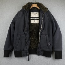 Abercrombie Fitch Indigo Lake Jacket Womens Small Fleece Lined Hooded Zip Heavy