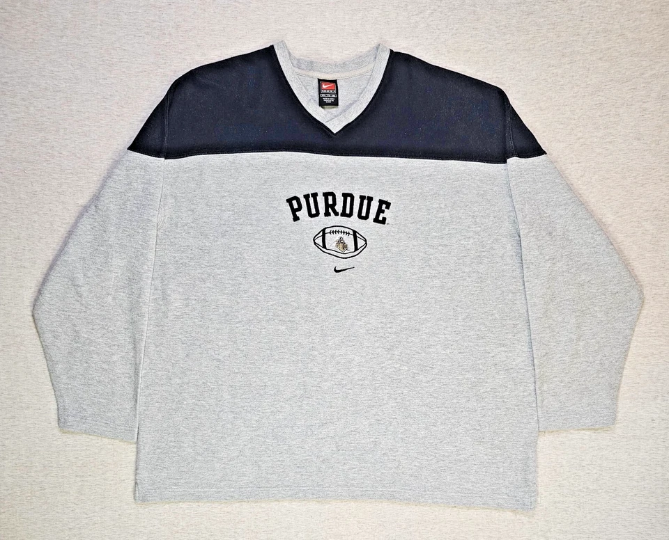 Sudadera Nike Para Hombre 2XL Gris Centro Swoosh Equipo Purdue Fútbol NCAA Foto 2 de 4