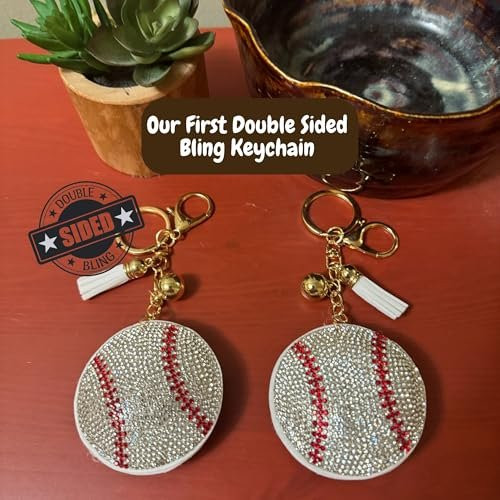 Popfizzy Bling Baseball Schlüsselanhänger für Frauen und Mädchen, Strass Handtasche Anhänger,... - Bild 2 von 9