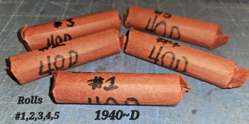 1940-Denver, Lincoln Cents U-Pick'em Rolls #1,2,3,4,5 G.~AU. Mintage: 81,390,000 - Picture 11 of 11