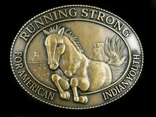 SJ01116 VINTAGE 1996  RUNNING STRONG FOR AMERICAN INDIAN YOUTH  BELT BUCKLE