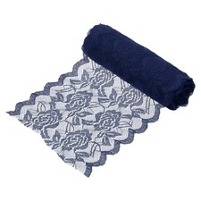 6 Inch Wide 5 Yard Elastic Lace Ribbon, Floral Pattern Lace Trim Navy Blue