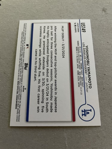 Yoshinobu Yamamoto 2024 Topps Update Image Var. SuperBox Companion Karte (RC) US149 - Bild 2 von 2