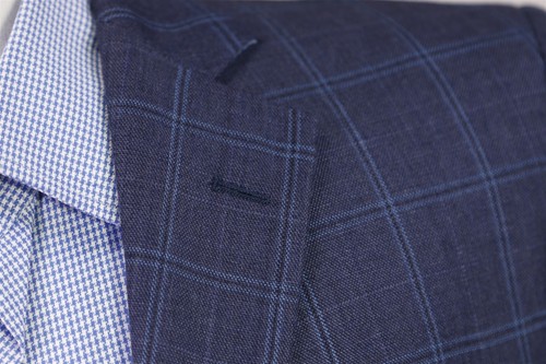 Brooks Brothers Blazer Navy Blue Windowpane Wool Linen Sportcoat Fitzgerald 40L - Picture 5 of 9