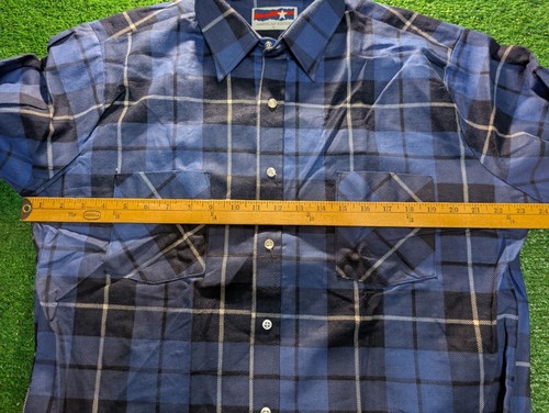 Camicia uomo vintage edizione americana flanella cotone blu a quadri made in USA taglia large - Foto 2 di 4