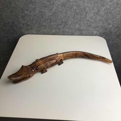 Vintage Handmade Bendable Articulated Wooden Flexible Wood Crocodile Alligator - Picture 3 of 18