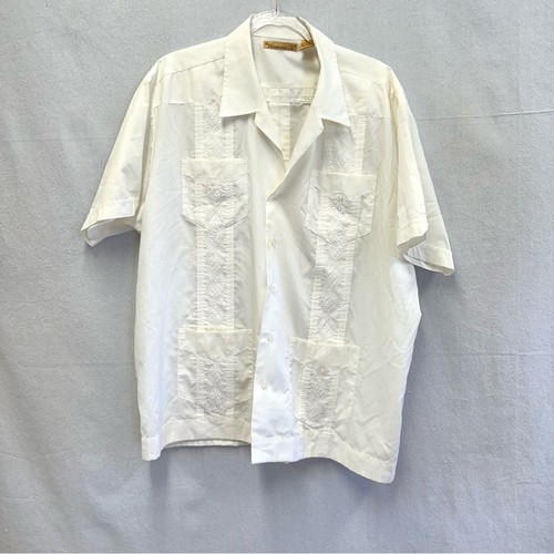 The Havana Co Guayabera Cuban Short Sleeve Button Up Shirt White Size XL - Picture 16 of 16